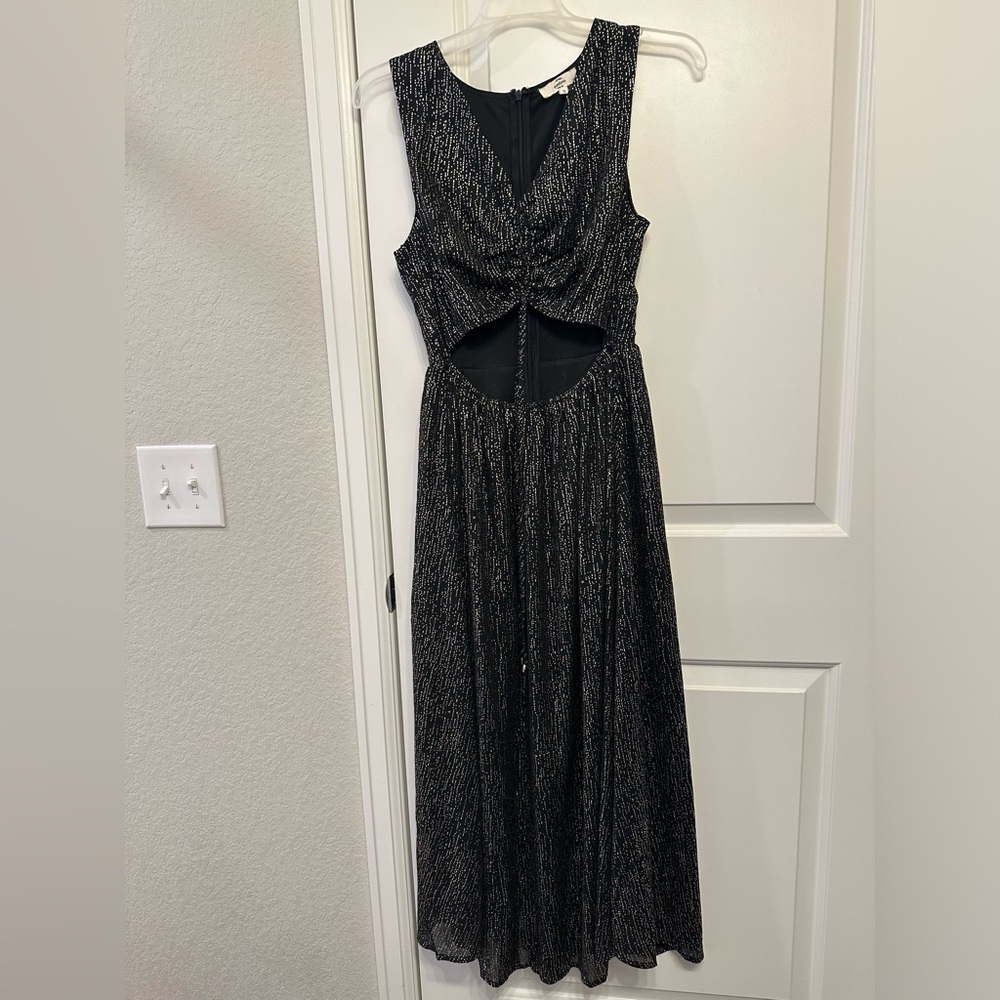 Shimmery black maxi dress with cut outs!